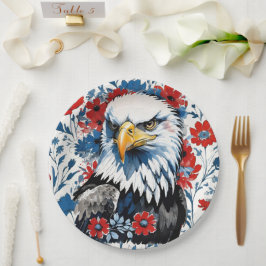 Prato De Papel Majexpressa americana Bald Eagle Floral