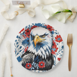 Prato De Papel Majexpressa americana Bald Eagle Floral
