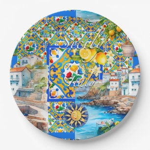 Prato De Papel Majolica, limão, azulejos sicilianos,