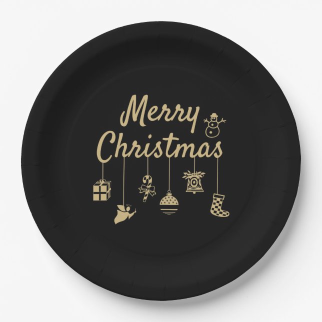 Prato De Papel Mal Natal Ornaments - Ouro (Frente)
