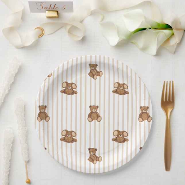 Prato De Papel Mal Podemos Esperar Chuveiro de Bebê Elegante (Casamento)