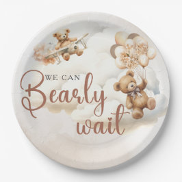 Prato De Papel Mal Podemos Esperar Chuvinha Marrom Baby Shower