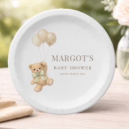 Prato De Papel Mal Podemos Esperar Festa de Chá de Bebê Neutra