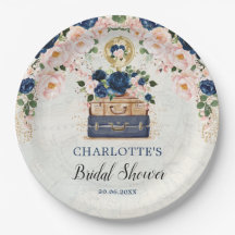 Mala de Viagem Vintage Rosa Azul Marinho Noivado C