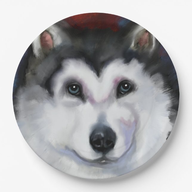 PRATO DE PAPEL MALAMUTE DO ALASKA   (Frente)