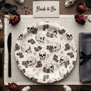 Prato De Papel Malhas e Rosas do Ivory Gothic Halloween