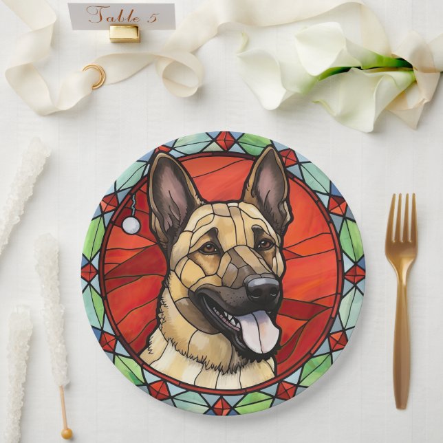 Prato De Papel Malinois Belga - Natal de Vidro Estreito (Casamento)