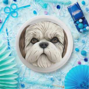 Prato De Papel Malti Tzu Dog 3D Inscrito