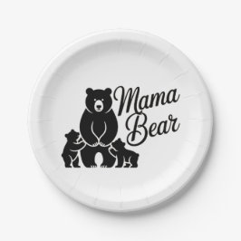 Prato De Papel Mama Bear with Cubs Cute Family Bear