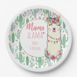 Prato De Papel Mama Llama Fiesta Baby Girl Chá