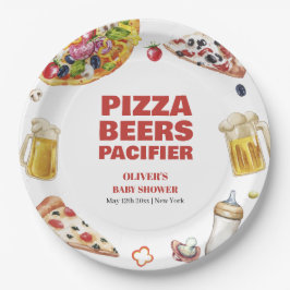 Prato De Papel Mama Mia Italiana Pizza Beer Pacifier Chá de frald