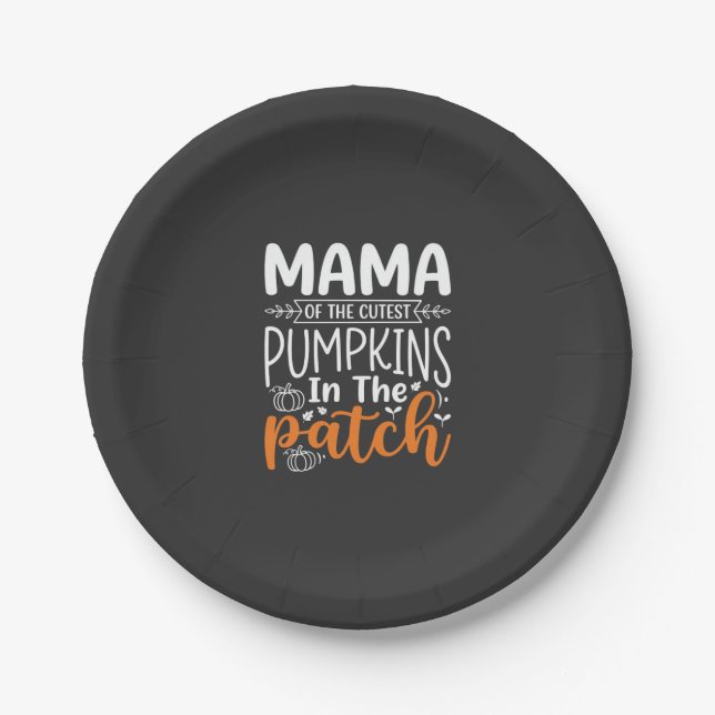 Prato De Papel Mama Pumpkins Patch Design de Halloween_1 (Frente)