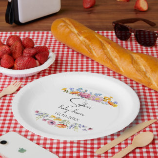 Prato De Papel Mamãe para Bee Wildflower Chá de fraldas