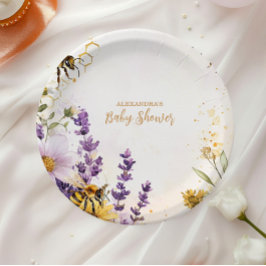 Prato De Papel Mamães de colheita para o Chá de fraldas de flores