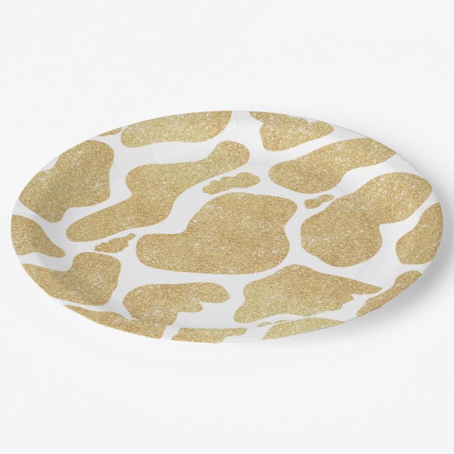 Prato De Papel Manchas brancas Douradas simples, grandes manchas, (Inclinado)