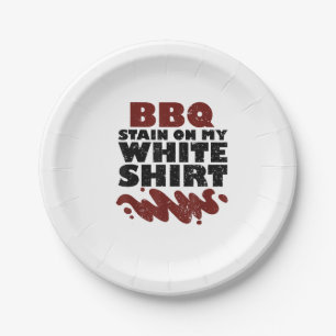 Prato De Papel Manchas de churrasco na minha cor branca