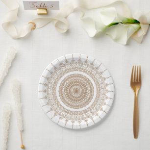 Prato De Papel Mandala Bohemian White