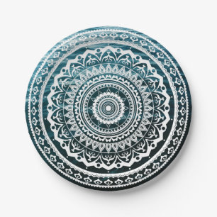 Prato De Papel Mandala Branca Deixe o mar te libertar
