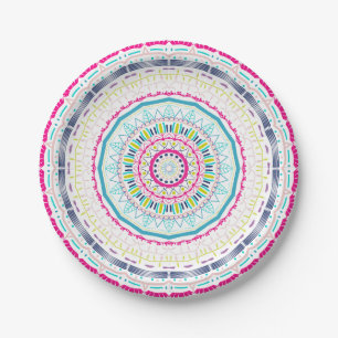 Prato De Papel mandala colorida