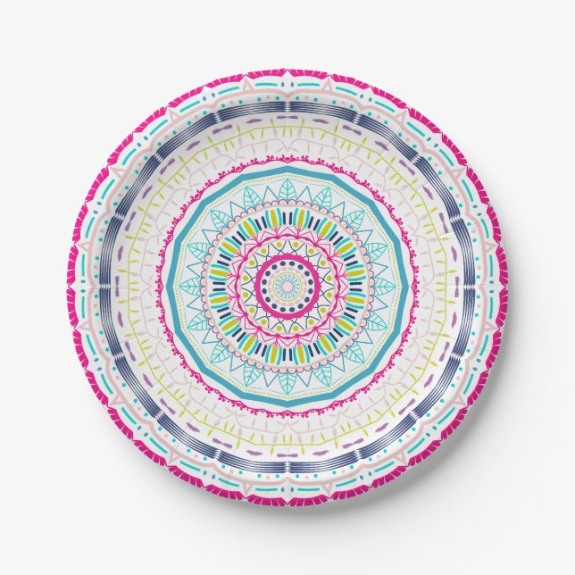 Prato De Papel mandala colorida (Frente)