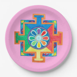 Prato De Papel Mandala de Criação de Aquarela