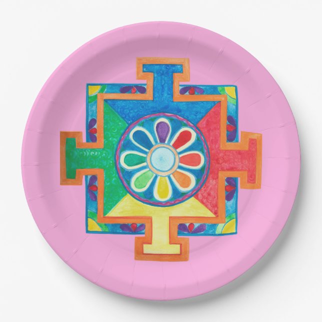 Prato De Papel Mandala de Criação de Aquarela (Frente)