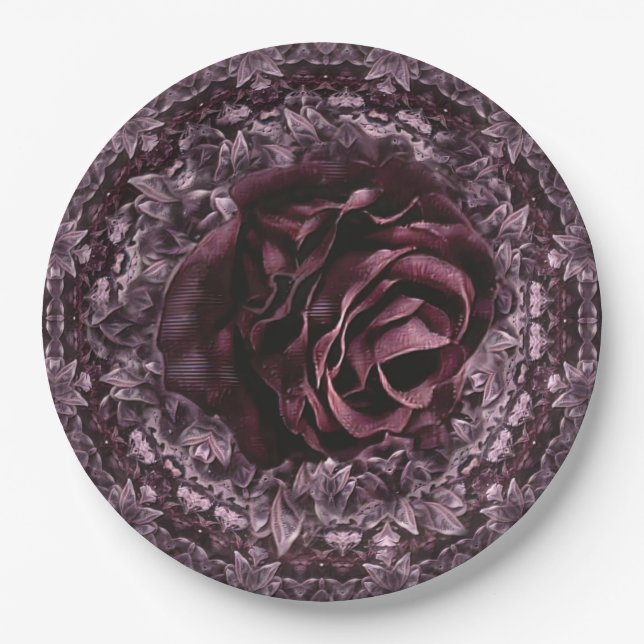 Prato De Papel Mandala de Rosa  (Frente)