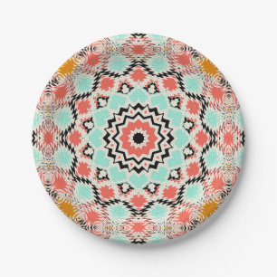 Prato De Papel Mandala geométrica circular abstrato sem costura