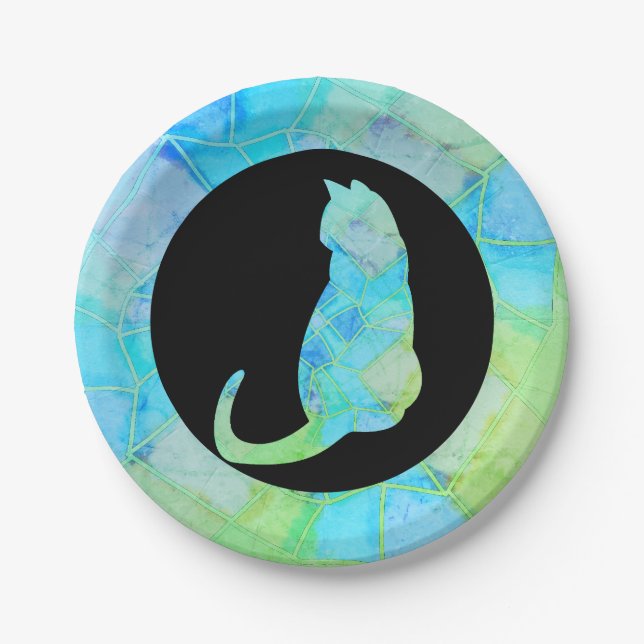 Prato De Papel Mandala Green Chalk Sketch (Frente)