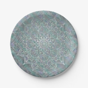 Prato De Papel Mandala Iridescente Boho Chic