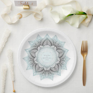 Prato De Papel Mandala Lace Wedding Lt. Blue ID968