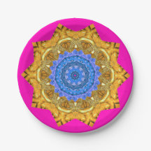 Mandala Magic Blue e Dourado em Fuchsia