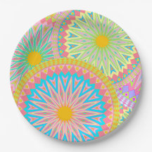 Mandala Sobreposta Rosa Azul Amarelo Verde-Menta R