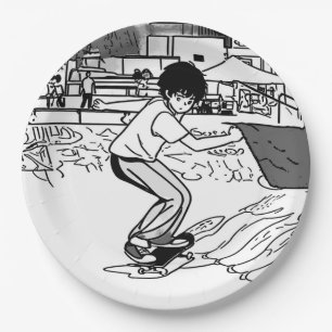Prato De Papel Manobras de Skate - Jovem Skatista