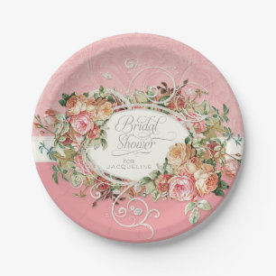 Prato De Papel Manor Inglês Vintage Rosas Antiquados Buquê Floral