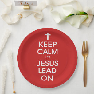 Prato De Papel Mantenha-Se Calmo, Deixe Jesus Seguir-Se - Religiã