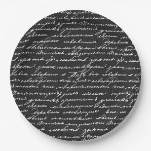 Prato De Papel Manuscrito Preto - Anotações do Amor do Escritor R