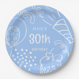 Prato De Papel Mão Desenhada Qualquer Balão De Aniversário De Ida