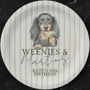 Prato De Papel Mãos Desenhadas e Martinis Dachshund