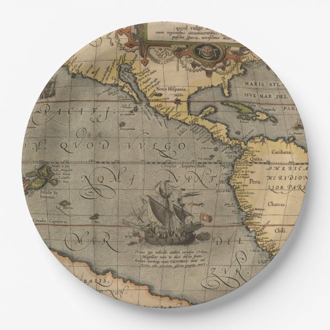 Prato De Papel Mapa antigo antigo inspirado (14) Bagagem (Frente)