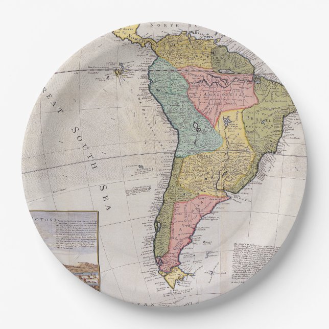 Prato De Papel Mapa antigo antigo inspirado (8) (Frente)