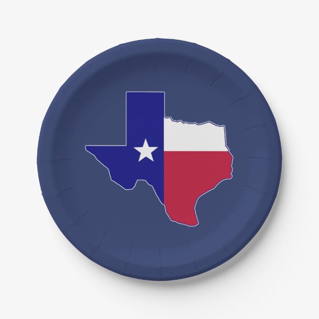 Prato De Papel Mapa da bandeira de Texas (Frente)