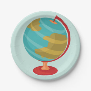 Prato De Papel Mapa da Terra da Vintagem da Ilustração do Globo R