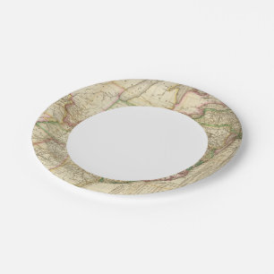 Prato De Papel Mapa Das Estradas, Dos Canais E Do Barco A Vapor