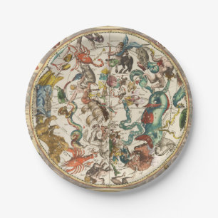 Prato De Papel Mapa de Estrelas do Céu Celestial Zodiac