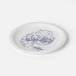 Prato De Papel Mapa de MN da Ilha do Deserto do Monte Estilizado 