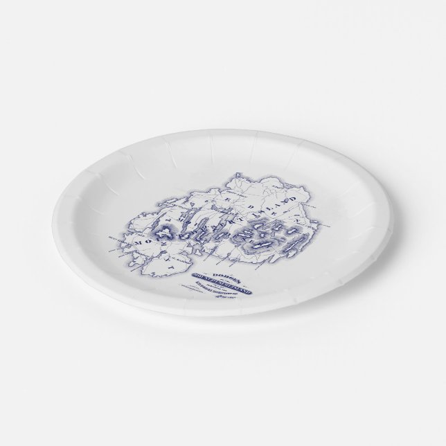 Prato De Papel Mapa de MN da Ilha do Deserto do Monte Estilizado  (Inclinado)