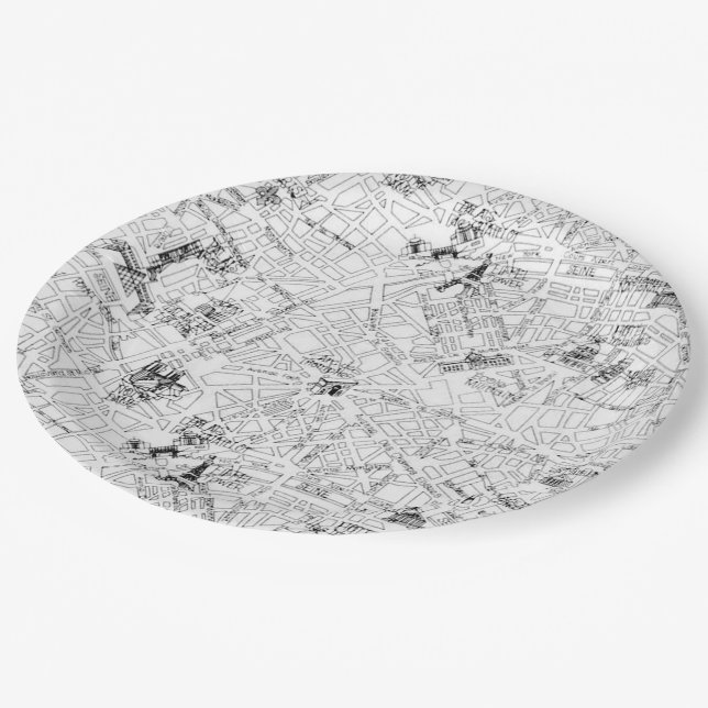 Prato De Papel Mapa de Paris (Inclinado)