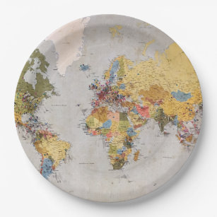 Prato De Papel mapa mundial