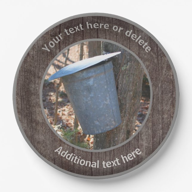 Prato De Papel Maple Syrup Sap Balde Nature Personalised Party (Frente)